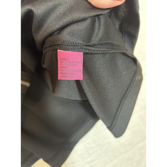 Betsey Johnson Women's Tennis Dress Black Zip Front Size 2 White Trim A-Line - Picture 5 of 6